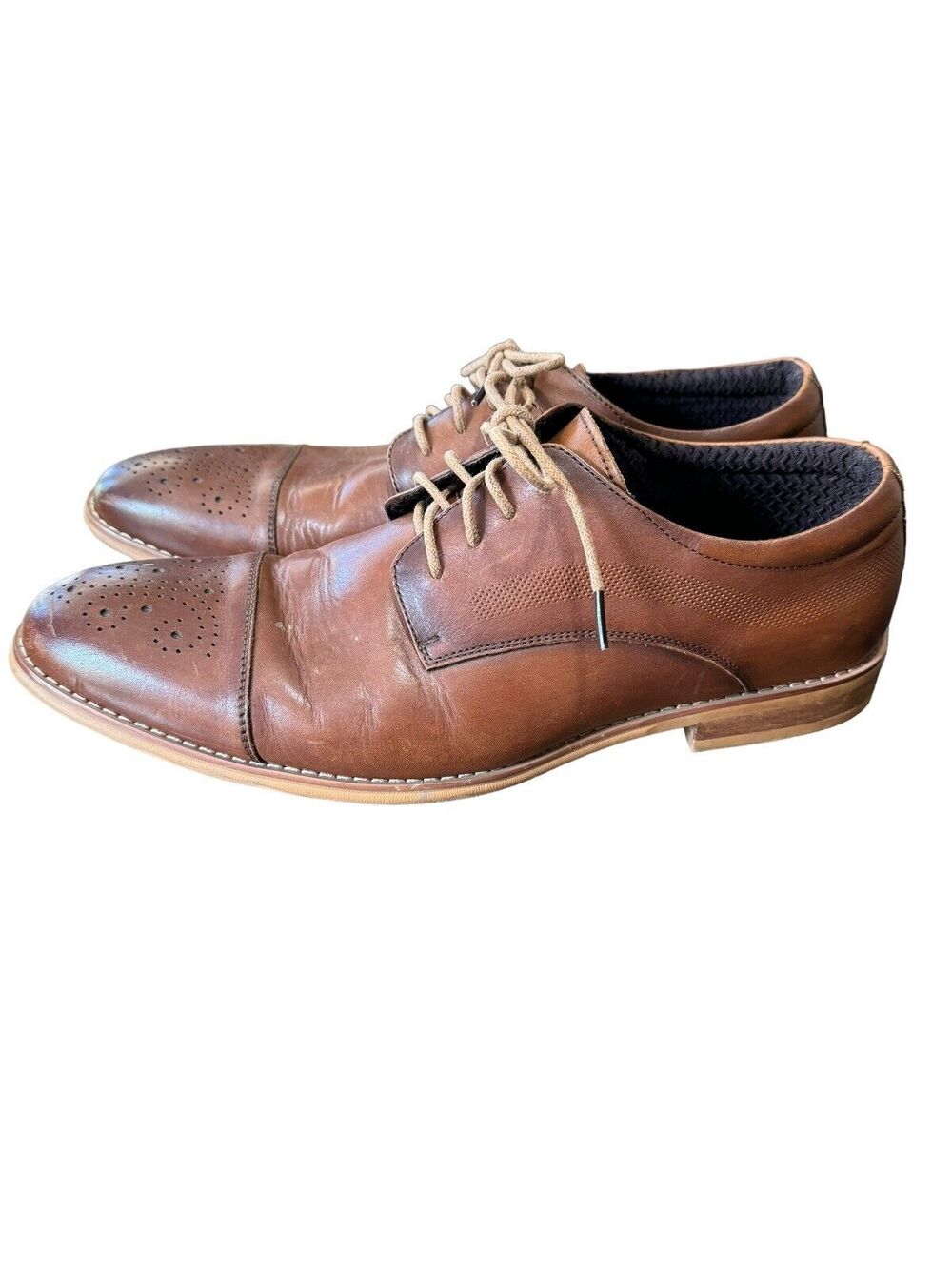 Carlo Morandi Mens Size 9 M Oxford Dress Brandy Shoes Oxford Cap toe with laces